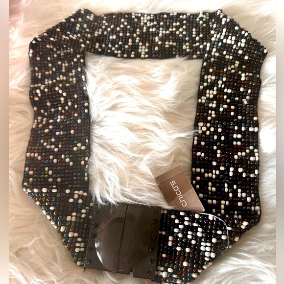 Chico’s Vintage Look Beaded Stretch  Belt - Picture 1 of 11